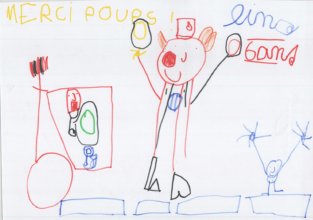 Dessin de l'école maternelle de Cornas, Poup's le clown