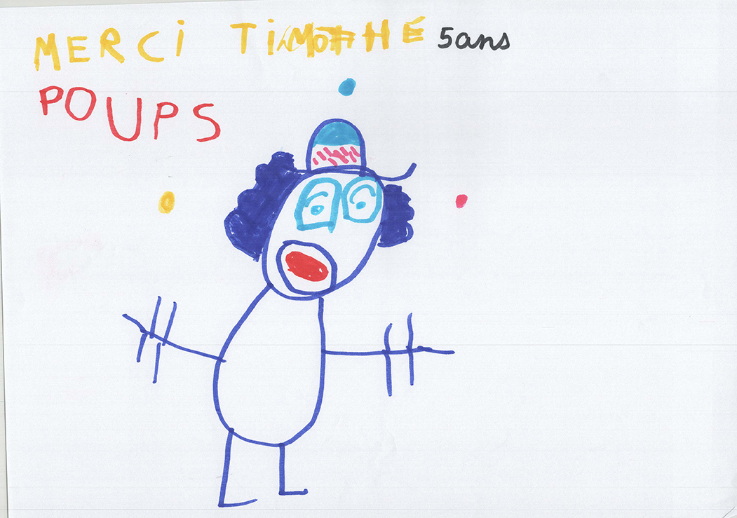 Dessin de l'école maternelle de Cornas, Poup's le clown