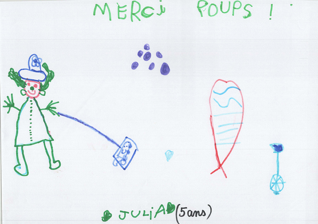 Dessin de l'école maternelle de Cornas, Poup's le clown