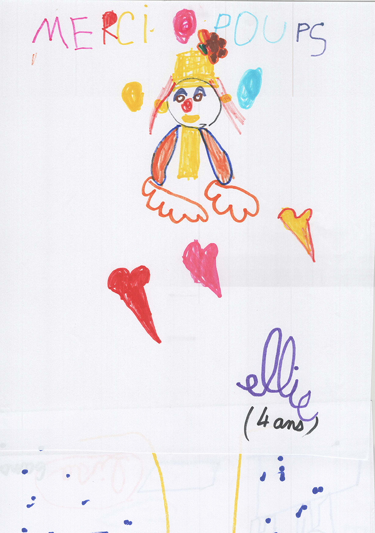 Dessin de l'école maternelle de Cornas, Poup's le clown